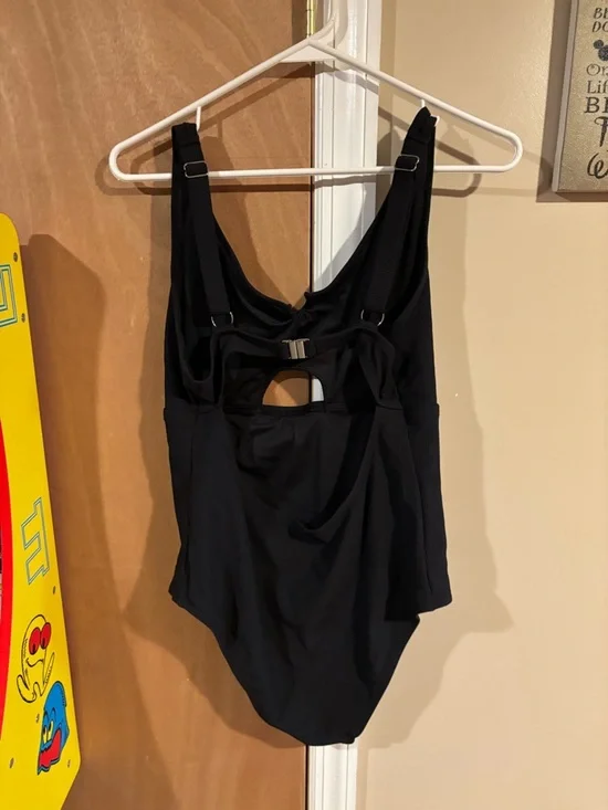 Camo Women's Black One-Piece Swimsuit with front Cutout - Picture 2 of 2